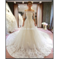 New Fashion 2016 wedding dress Custom Made White Dress For Wedding Stunning Half Sleeve long train lace Wedding Dress DM-055